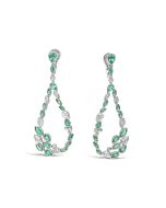Robert Procop Platinum Green Emerald and Diamond Dangle Earrings