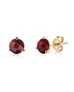 James Free Yellow Gold Round Garnet Martini Stud Earrings