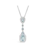 Robert Procop 18K White Gold Aquamarine and Diamond Pendant Necklace