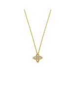 Roberto Coin Princess Small Diamond Flower Pendant Necklace in 18K Yellow Gold