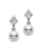 Mikimoto Pearl and Diamond Dangle Earrings PEA1048DW