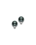 Mikimoto Black South Sea Pearl Stud Earrings With Diamonds PES802BDW