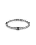 John Hardy Classic Chain Silver Link Bracelet with Four Black Sapphire Stations