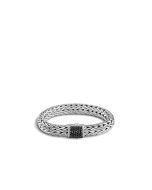 John Hardy Classic Chain Large 10.5mm Silver Link & Lava Black Sapphire Bracelet