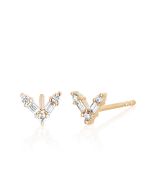 EF Collection 14k Rose Gold Diamond Baguette Chevron Stud Earrings