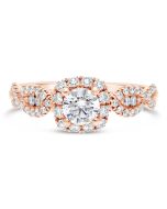 Twist Halo Rose Gold Engagement Ring