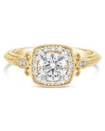 Yellow GOld Vintage Diamond Halo