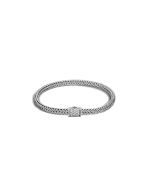 John Hardy Classic Chain X-Small Silver Link Bracelet & Diamond Pave Station