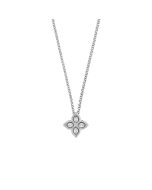 Roberto Coin Princess Small Diamond Flower Pendant Necklace in 18K White Gold