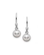 Mikimoto Akoya Pearls 7mm & Diamond White Gold Dangle Earrings