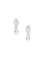 Mikimoto Akoya Pearl & Diamond White Gold Laurel Tear Drop Earrings