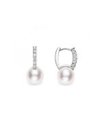 Mikimoto Classic White Gold Diamond Pearl Drop Earrings