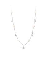 Mikimoto 18k White Gold Akoya Pearl and Diamond Teardrop Necklace