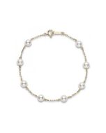 Mikimoto Akoya Pearl 5 x 5.5mm Yellow Gold Station Bracelet