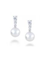 Mikimoto Akoya Pearl 9-9.5mm & Diamond Drop Earrings
