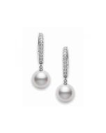 Mikimoto Akoya Pearl 7.5mm & Diamond White Gold Drop Earrings