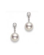 Mikimoto Akoya Pearl 8mm & Diamond White Gold Drop Earrings