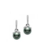 Mikimoto Black South Sea Pearl & Diamond Twist Earrings