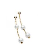 Mikimoto Pearls in Motion Akoya Pearl 7-7.5mm & Diamond Yellow Gold Earrings
