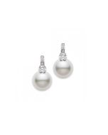 Mikimoto Traditional Classic White South Sea Pearl Diamond Earrings