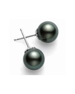 Mikimoto Black South Sea Pearl 10mm A+ White Gold Stud Earrings