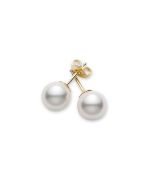 Mikimoto Akoya Pearl Stud Earrings with 18K Yellow Gold 9-9.25mm AA