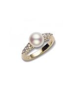 Mikimoto Morning Dew Akoya Pearl Diamond Ring PRA 538D K