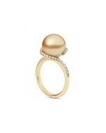 Mikimoto Twist Golden South Sea Pearl & Diamond Ring