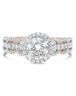 Size View Sereena Engagement Ring Setting with Three Rows of Diamonds & Diamond Halo 