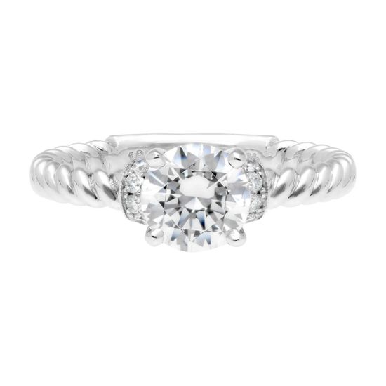 Jack Kelege White Gold Diamond Shoulder Accent Twisted Side Solitaire Engagement Ring