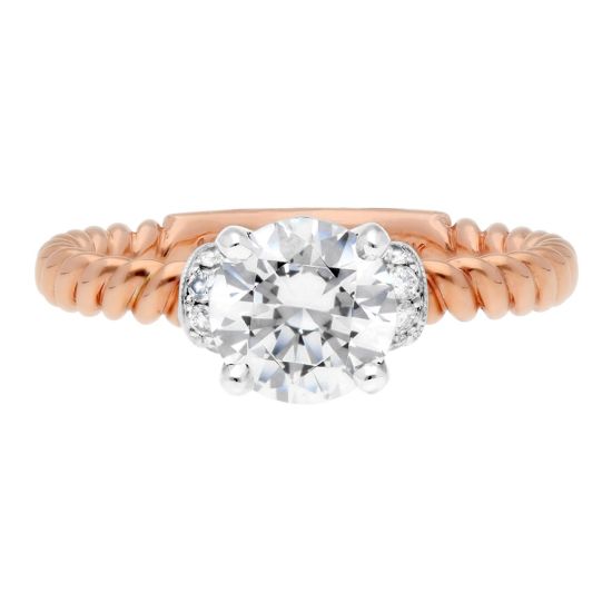 Jack Kelege Two-Tone Diamond Solitaire Twisted Shank Engagement Ring 