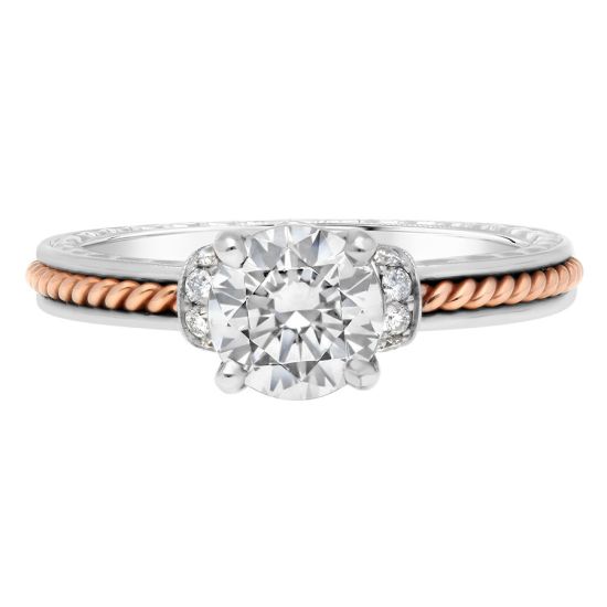 Jack Kelege Two-Tone Diamond Solitaire Engagement Ring With Twisted Shank