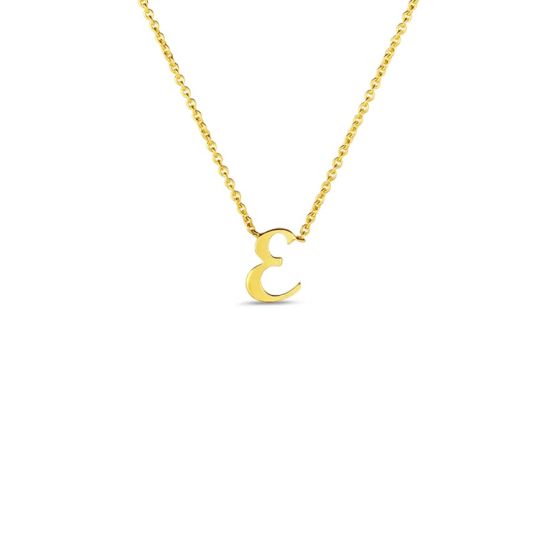 000021AYCH0E Roberto Coin 18K Yellow Gold Tiny Script "E" Initial Necklace