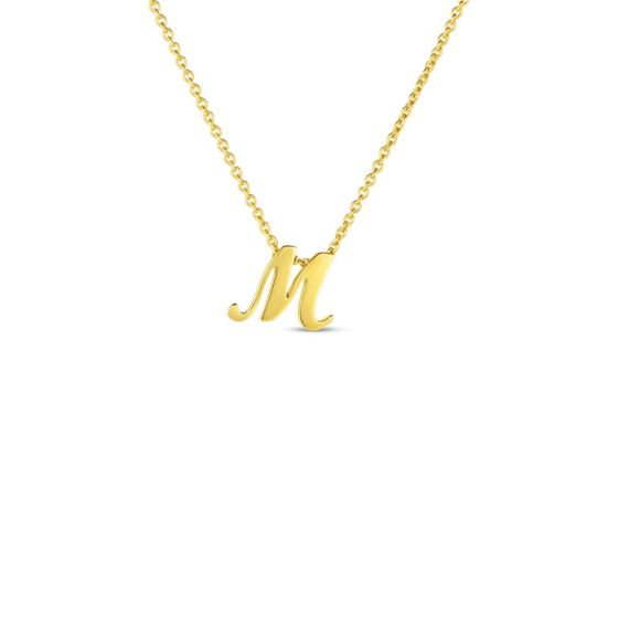 000021AYCH0M Roberto Coin Tiny Script "M" Initial Pendant in 18K Yellow Gold