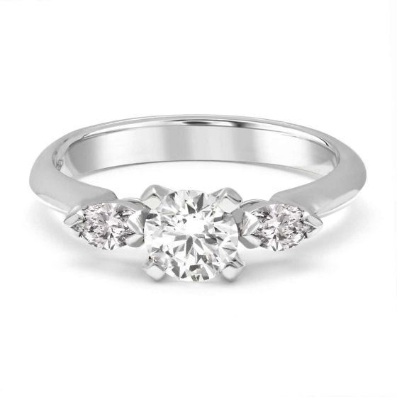 Propose Tonight Three Stone Round Marquee Diamond Engagement Ring