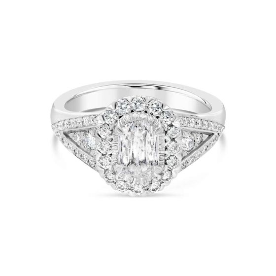 Christopher Designs 18K White Gold L'Amour Diamond Halo & V Shank Engagement Ring L174-050