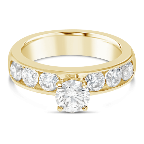 Propose Tonight 14k Yellow Gold Round Cut Diamond Pave Engagement Ring