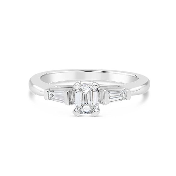 Propose Tonight Emerald Cut and Baguette Diamond Engagement Ring in 14K White Gold AER9307/50W