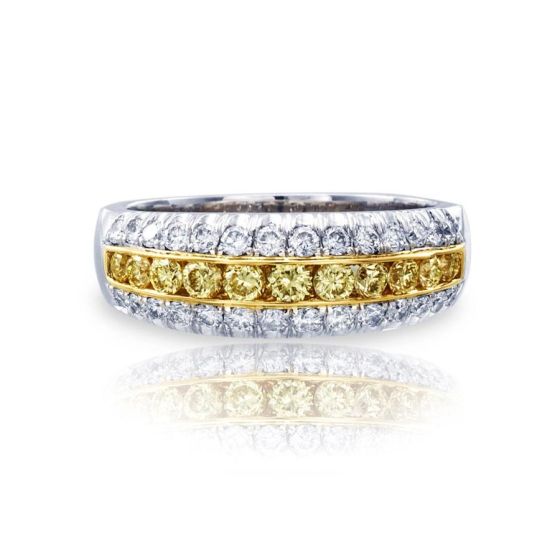 JB Star Fancy Yellow and White Round Diamond Wedding Band 0553-056