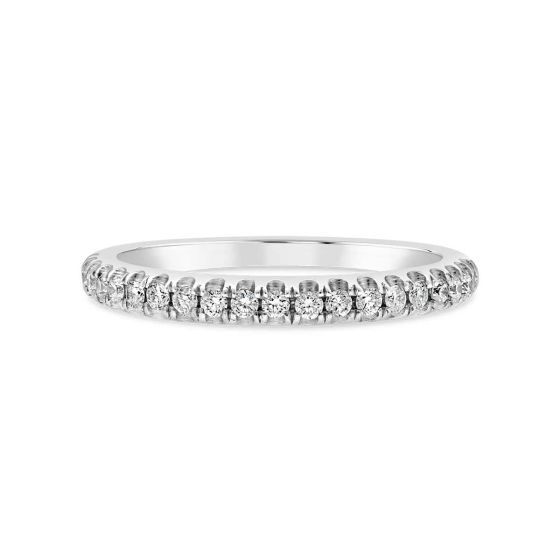 James Free 14K White Gold Fishtail Diamond Set Wedding Band .22ctw