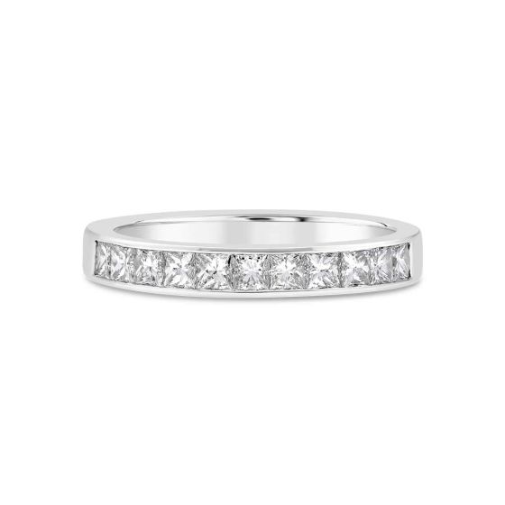 James Free 14K White Gold Wedding Band With Channel Set Diamond Pave .56ctw 081414