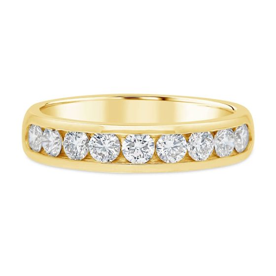 14kt Yellow Gold 3/4 Carat 9 Diamond Channel Set Band 