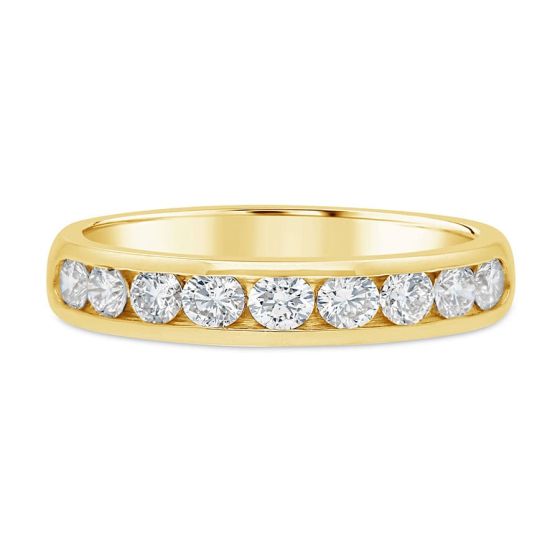 14K Yellow Gold 1/2 Carat 9 Diamond Channel Set Band