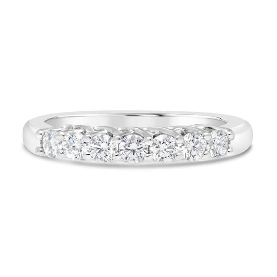 14kt White Gold 1/2 CT Seven Diamond Weave Prong Wedding Band