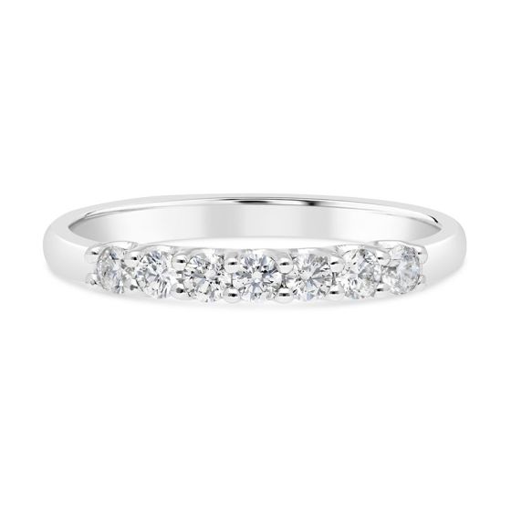 James Free 14kt White Gold 1/4 ctw Seven Diamond "U" Prong Wedding Band