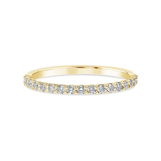 Precision Set 18K Yellow Gold New Aire Diamond Pave Wedding Band 142028Y