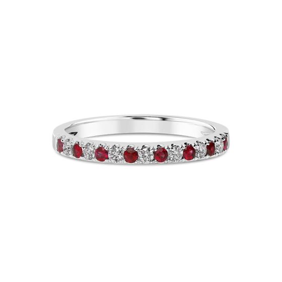 Allure White Gold Red Ruby & Diamond Stackable Ring UR1803WB-A-2