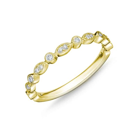 Memoire Vintage Round & Illusion Marquise Diamond Stackable Wedding Band