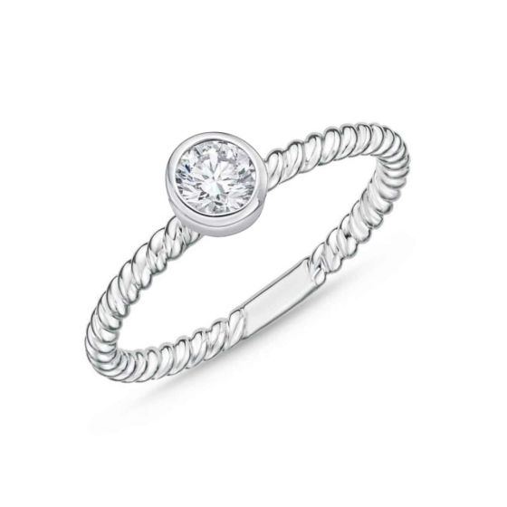 James Free 18K White Gold Bezel Set Diamond Rope Wedding Band