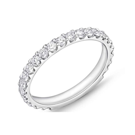 James Free 18K White Gold Half Round Diamond Band